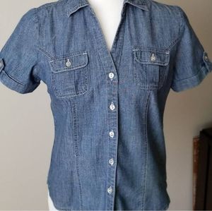 Karen Scott Petite Denim Top